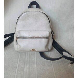 Coach Charlie F29004 Ivory Pebbled Leather Backpack Bag Purse With tag Charm